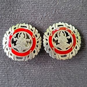 Vintage Sterling Siam clip earrings